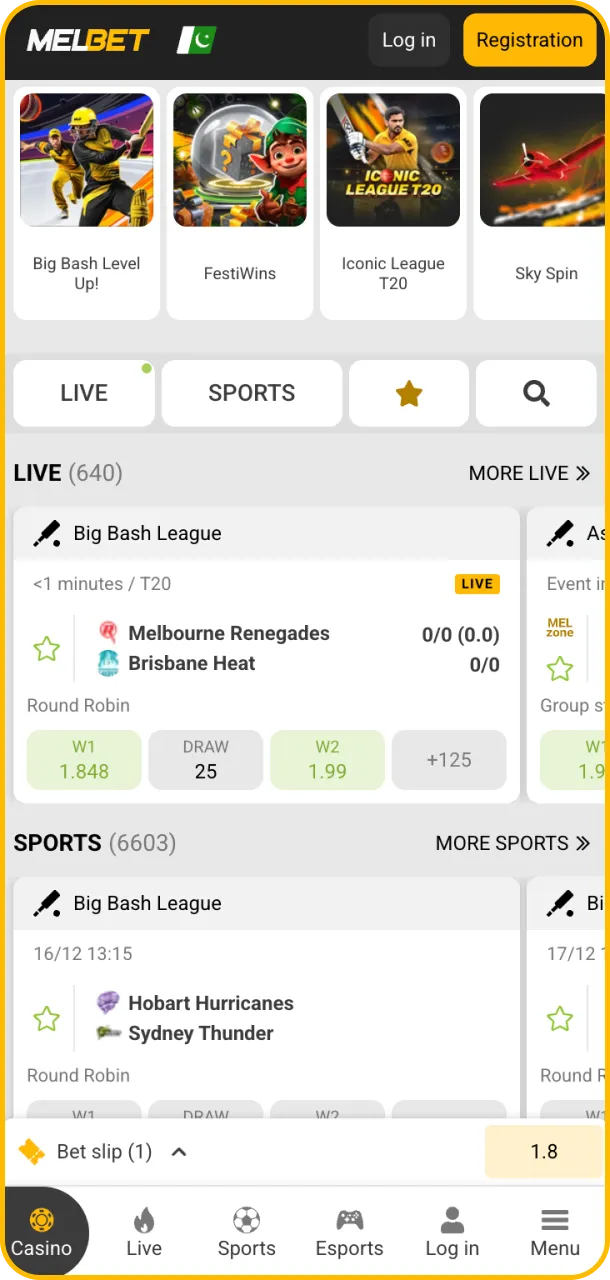 Discover everything from Melbet home screen.