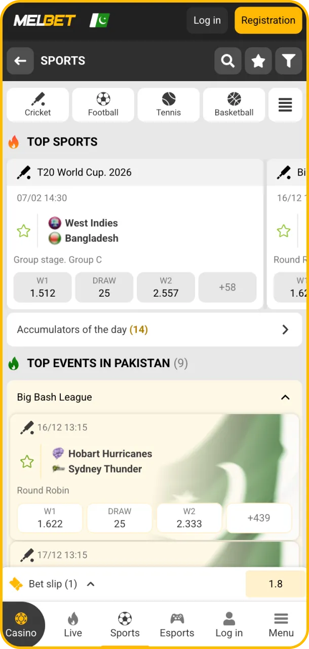 Access sports action instantly with Melbet.