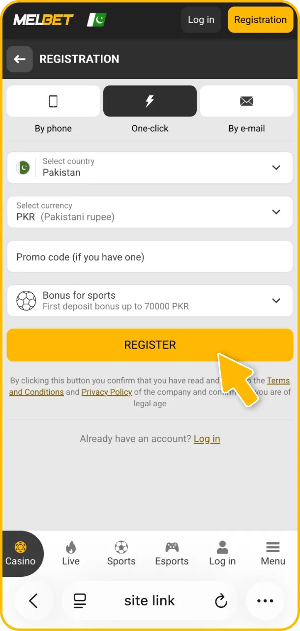Create account and explore Melbet iOS app.