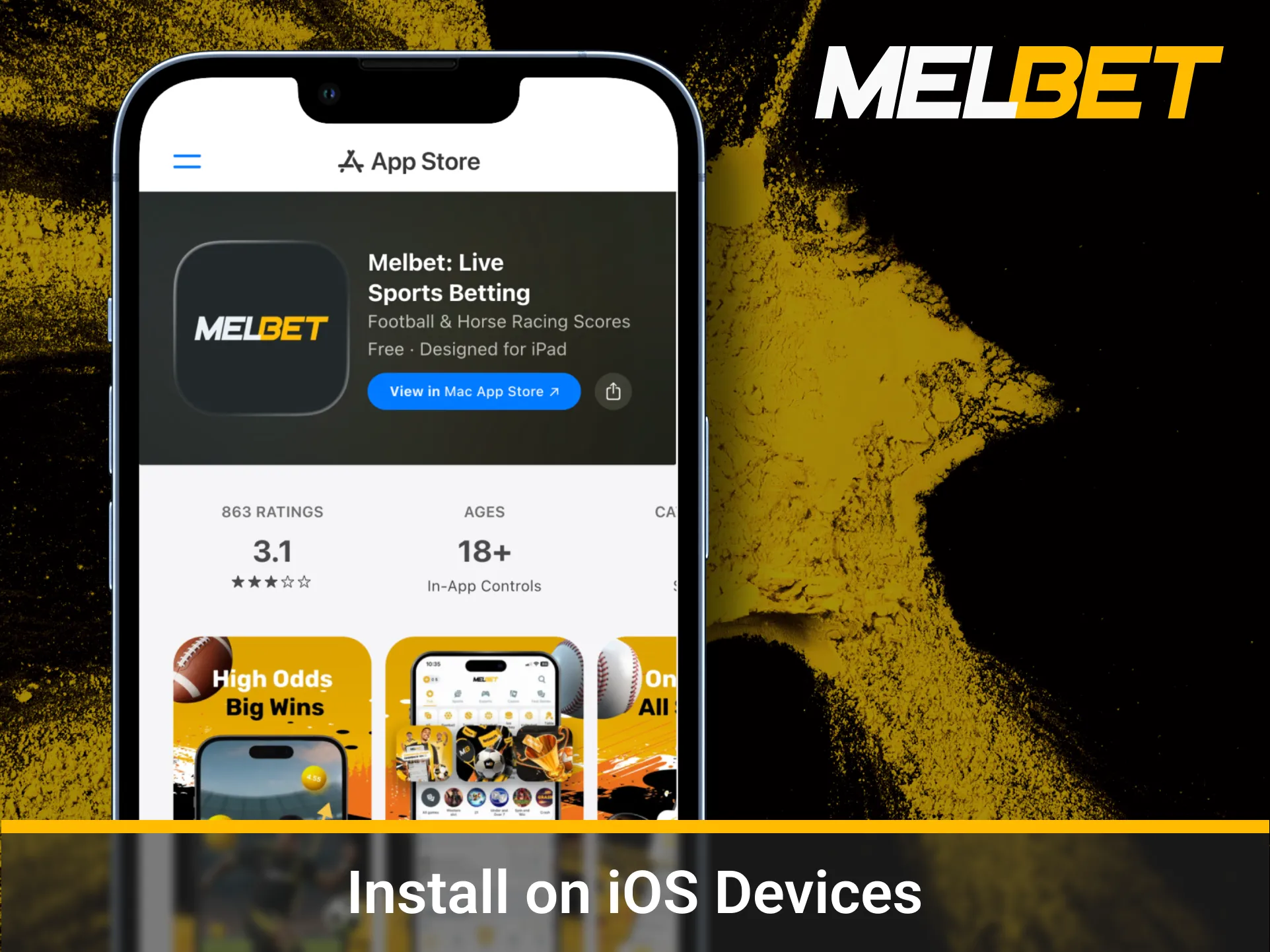 Install iOS app and play on Melbet.