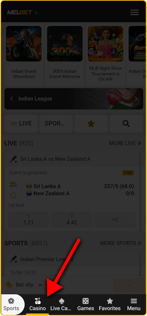 Navigate to the official Melbet Aviator casino section to find games.