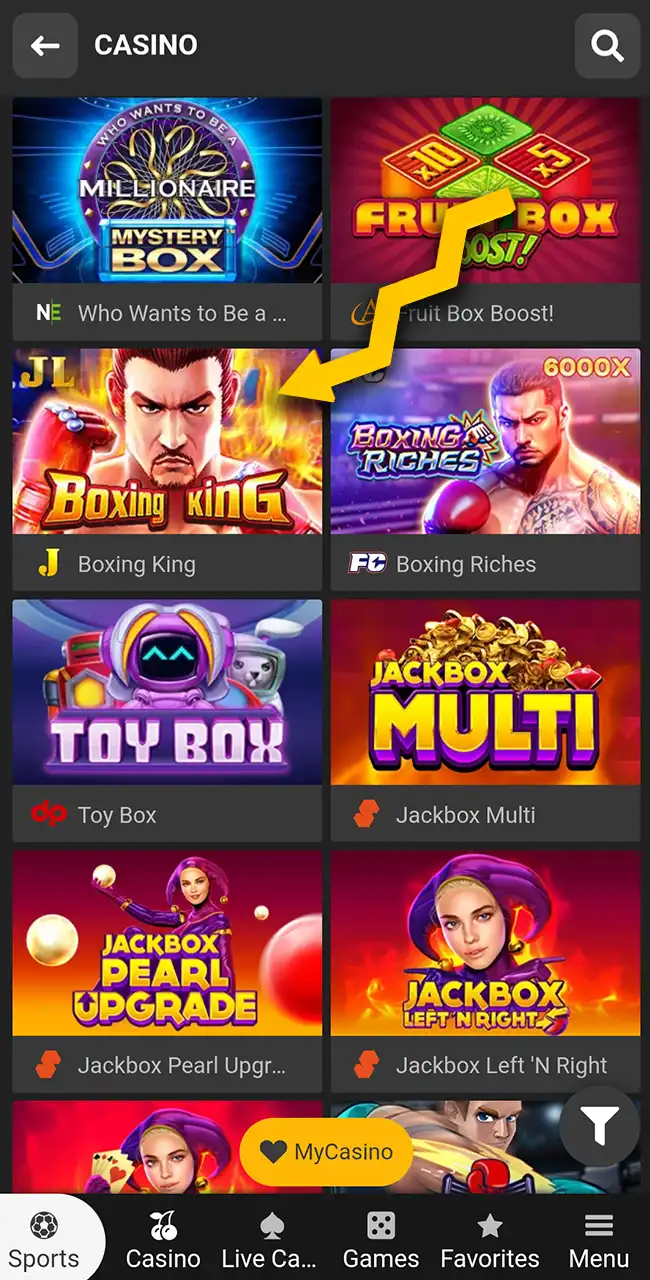 Start the slot game on Melbet website.