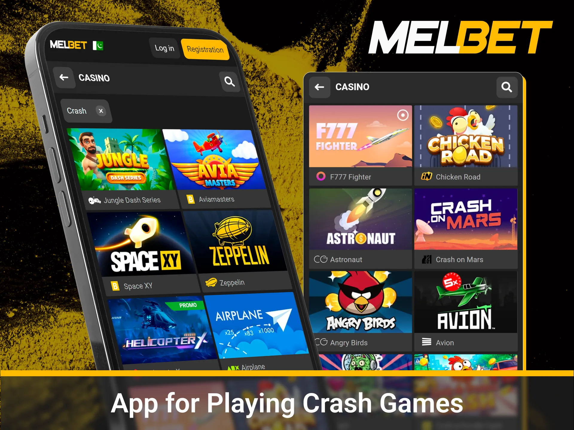 Mobile interface for playing crash games on the go.