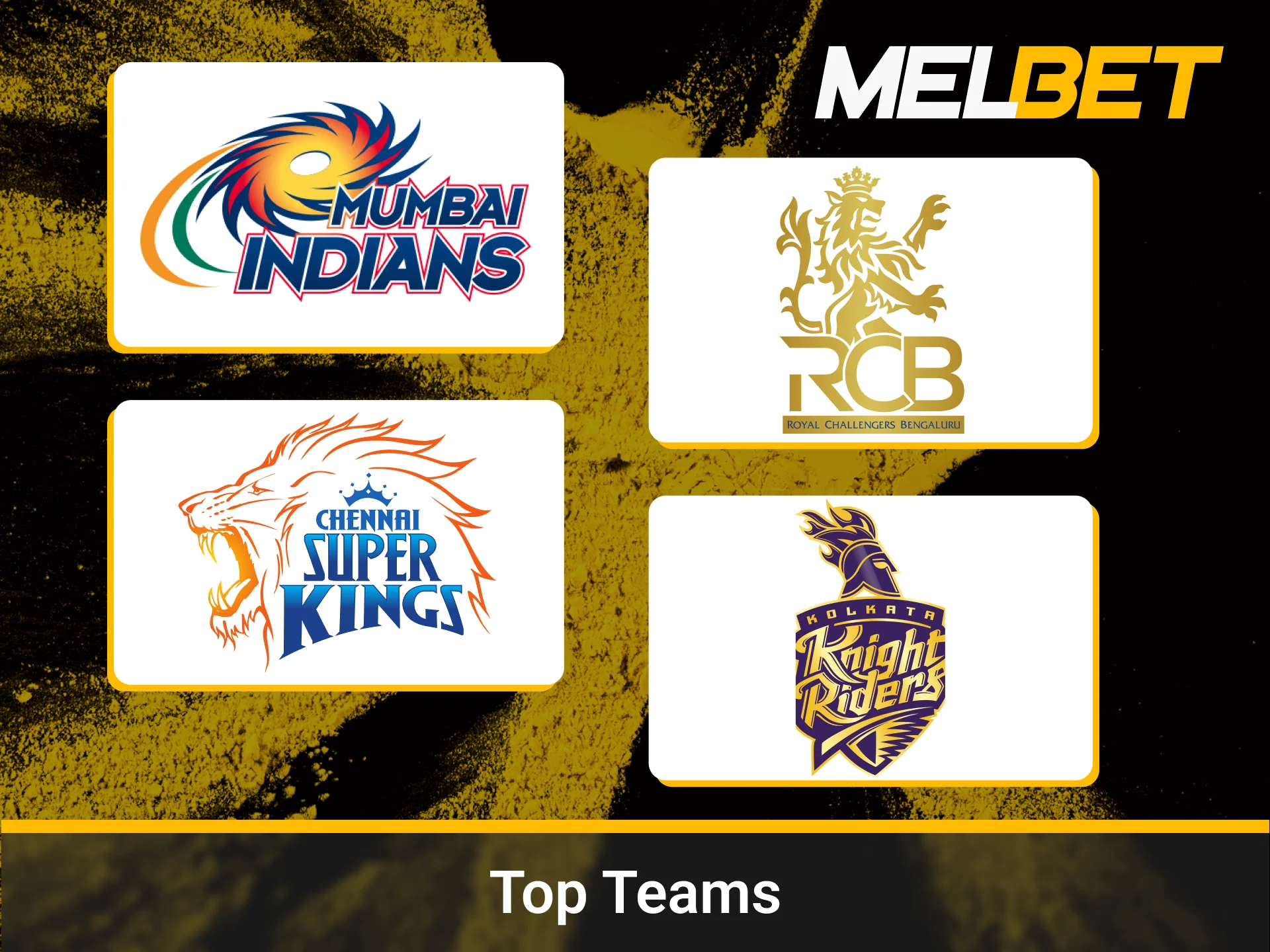 Popular national and domestic cricket teams available on Melbet.