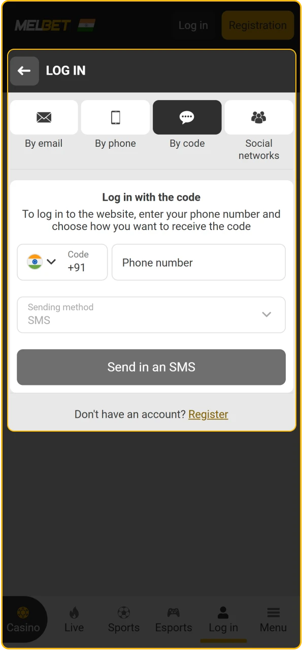 Log in to your personal Melbet profile to access the secure cashier section.