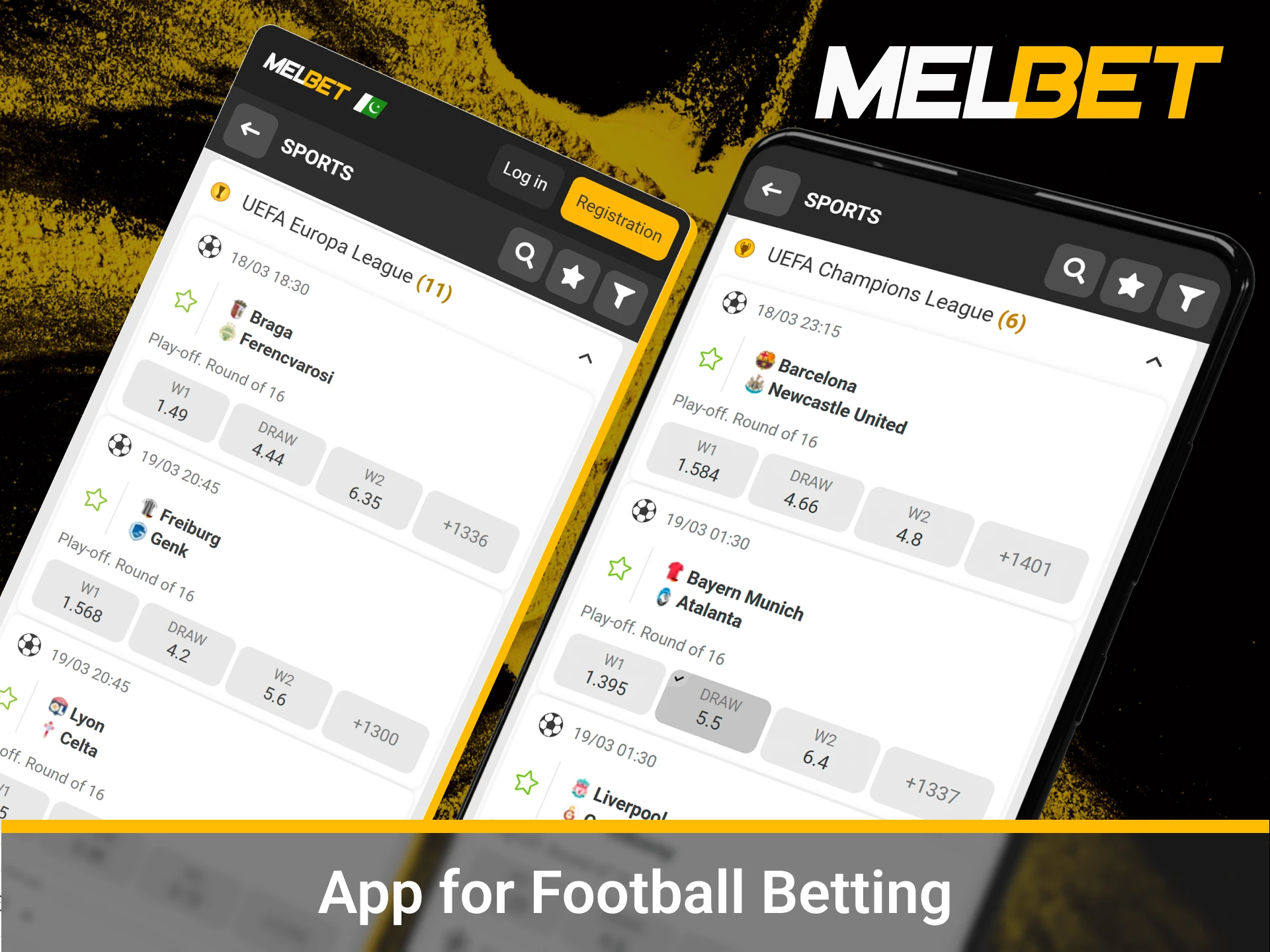 Mobile application for betting on international football leagues in Pakistan.