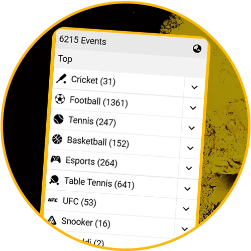 Choose from a vast range of sports and esports betting markets.