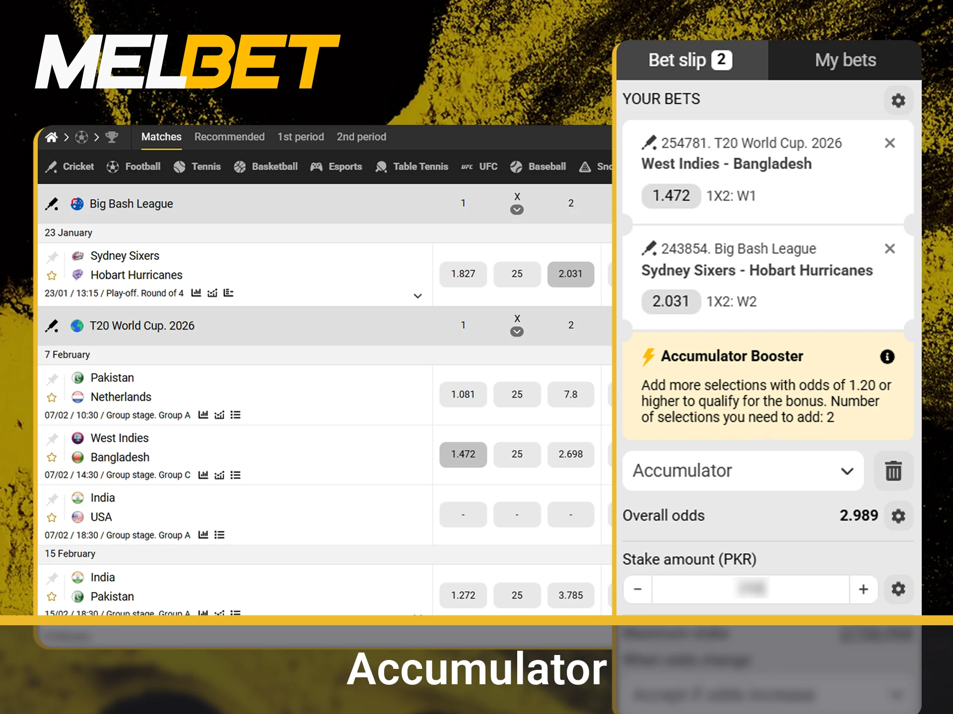 Combine multiple selections into one bet for higher potential payouts.