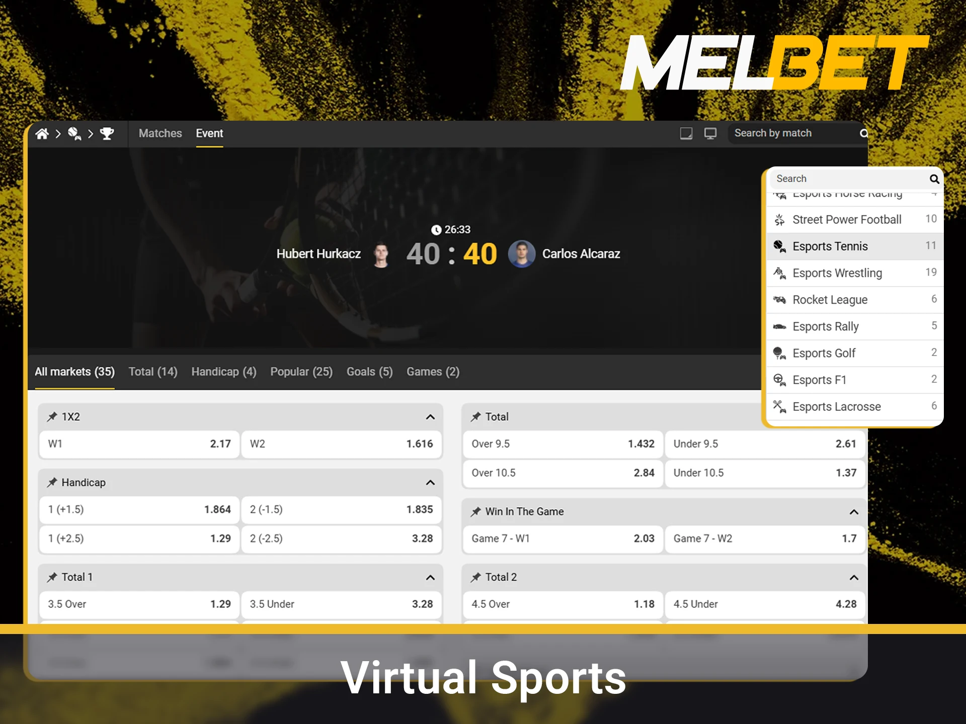 Bet on fast paced computer simulated sporting events anytime.