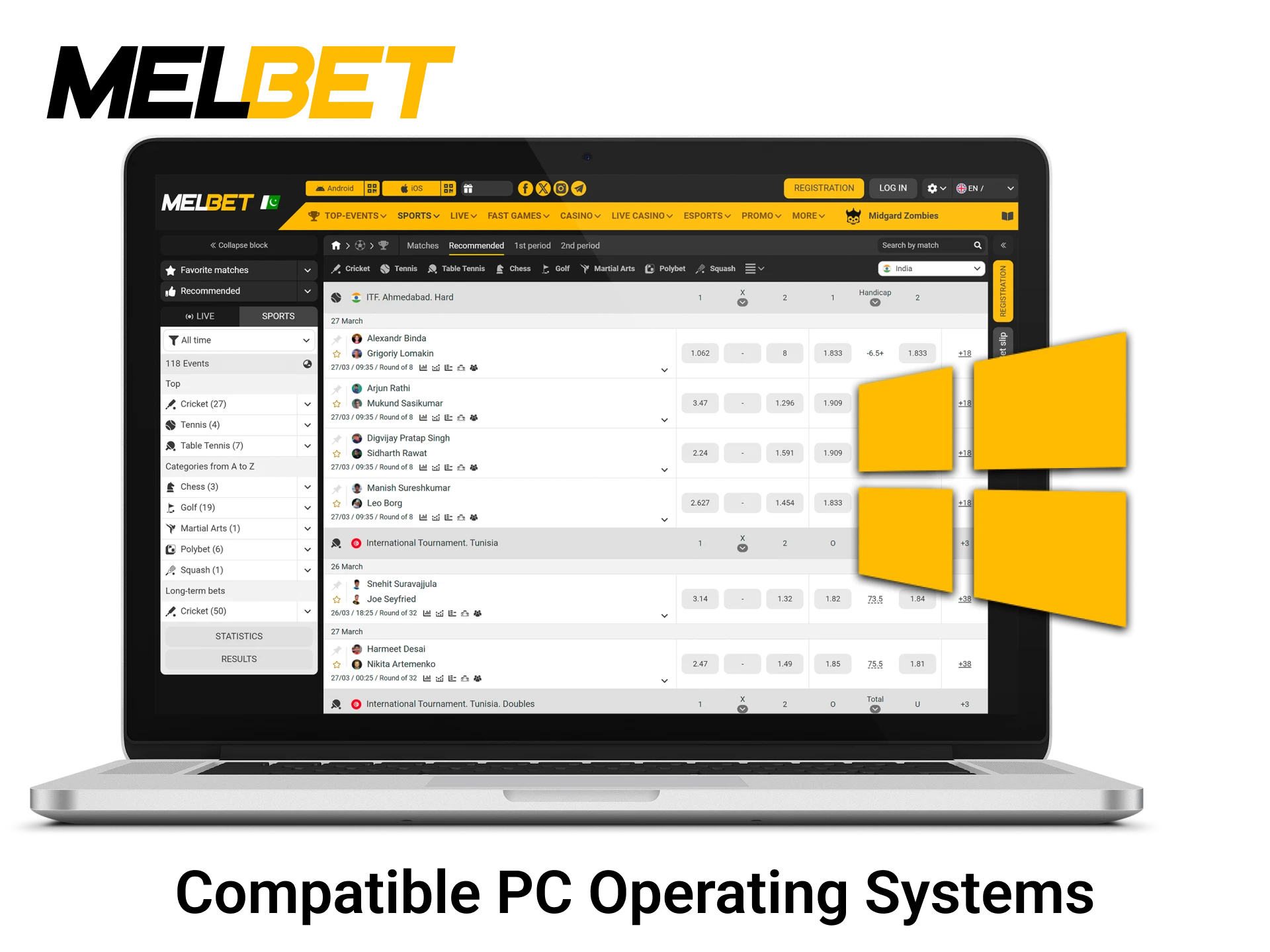 Technical requirements for Melbet desktop app on Windows and MacOS.