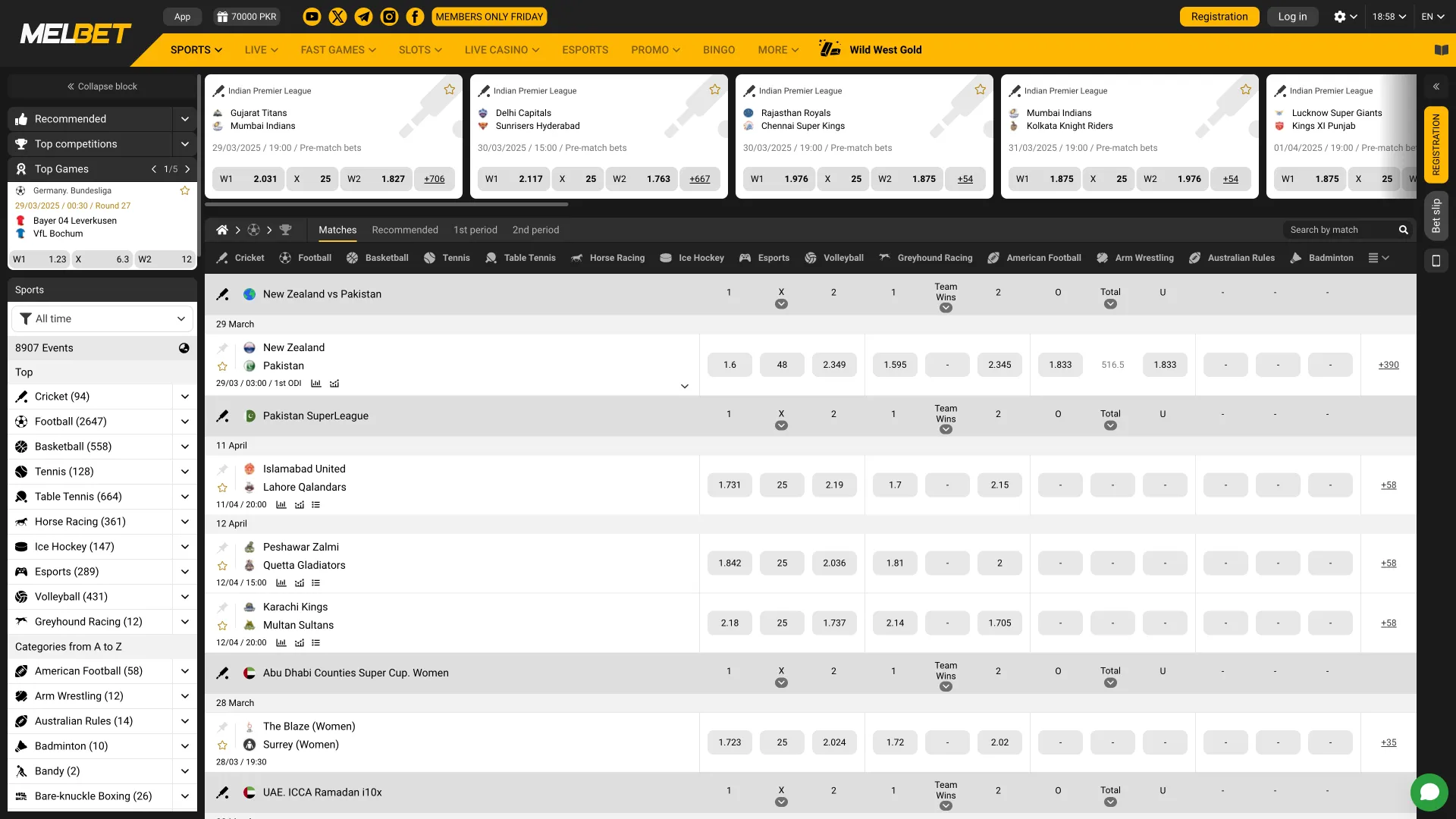 Sports events and live betting options on Melbet for an immersive experience.