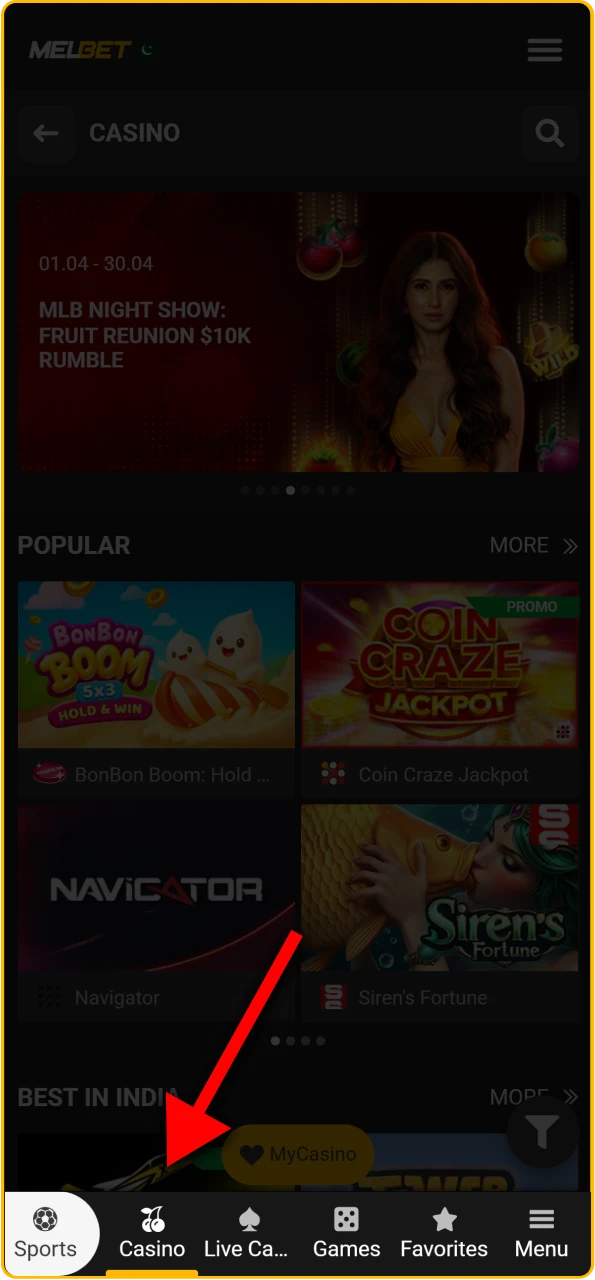 Visit the official casino section to enjoy Melbet Plinko Games.