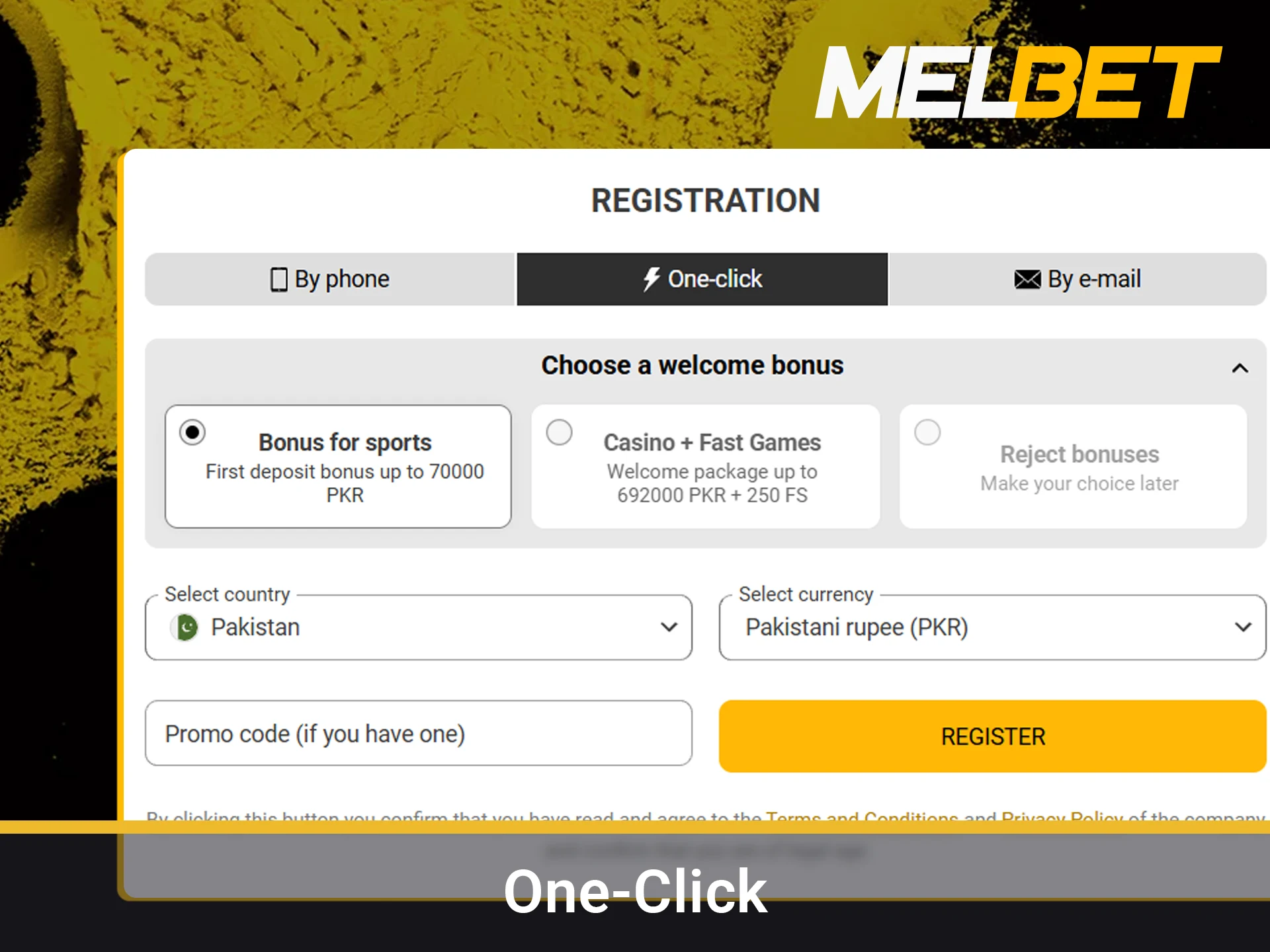 Quick one click account setup in Pakistan.
