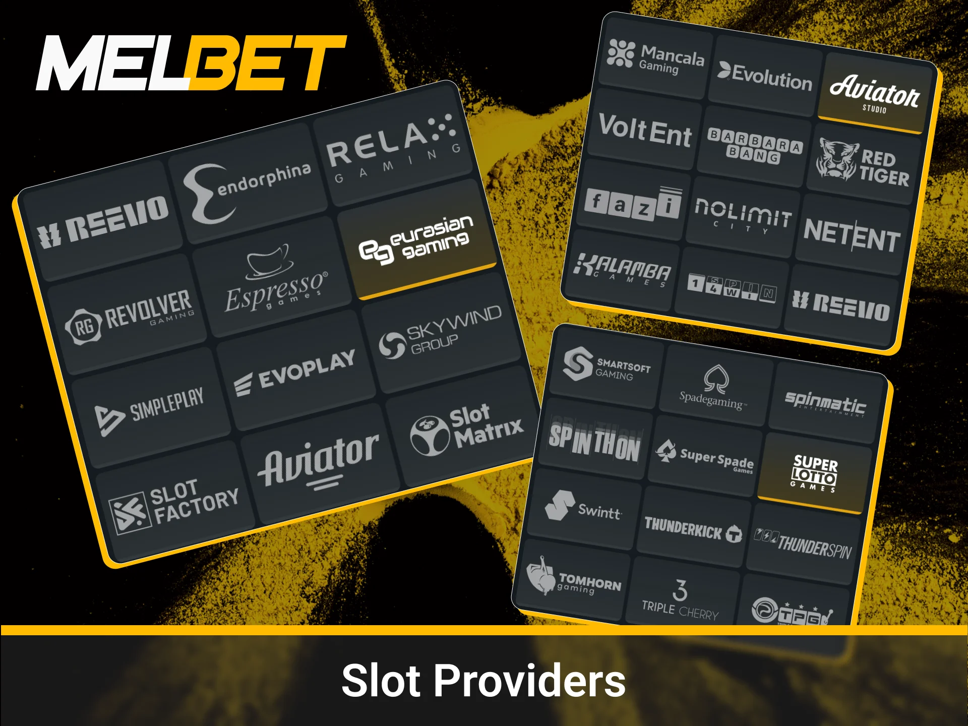 International software providers for Melbet games.