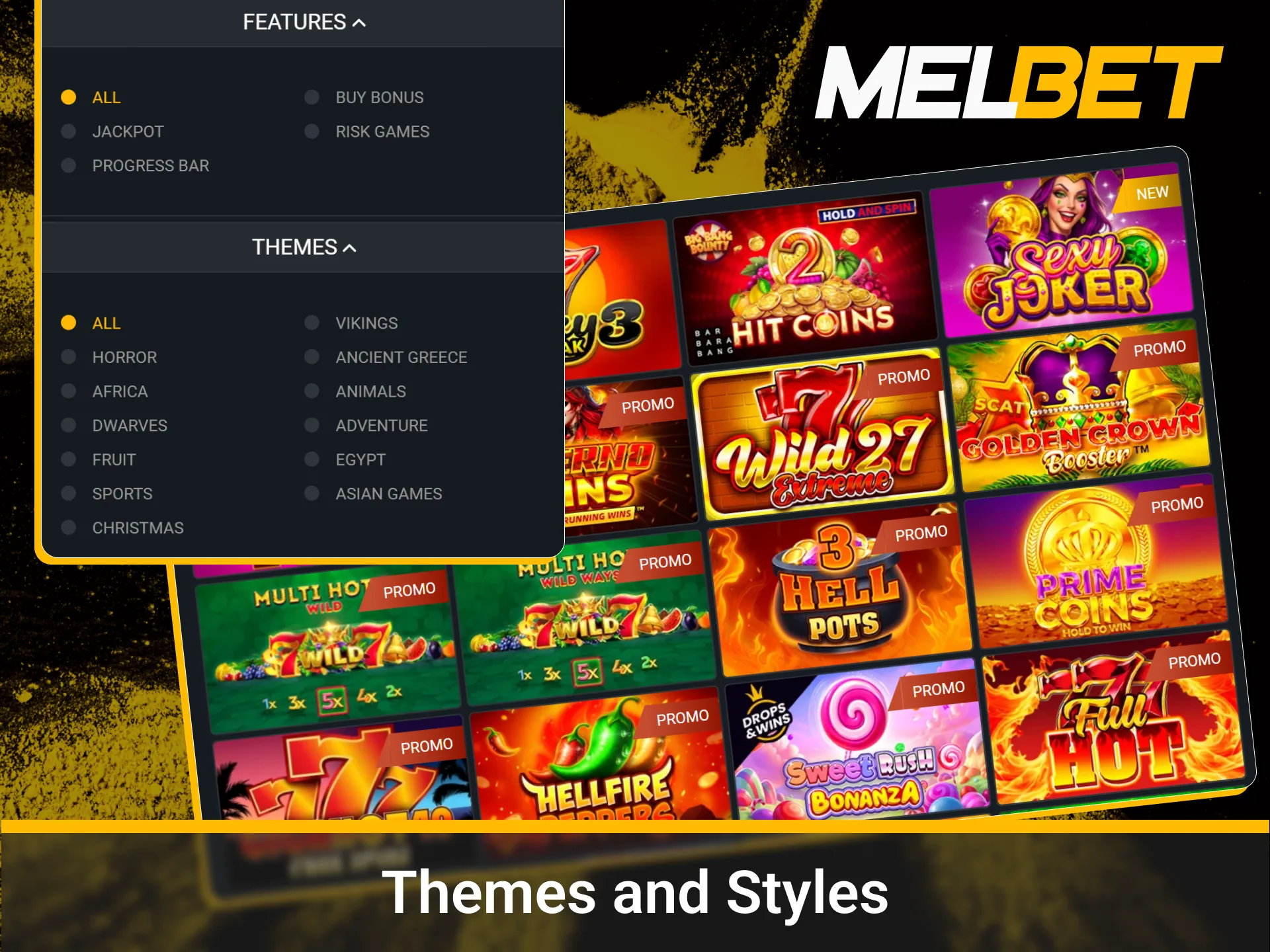 Diverse game visual designs on Melbet.