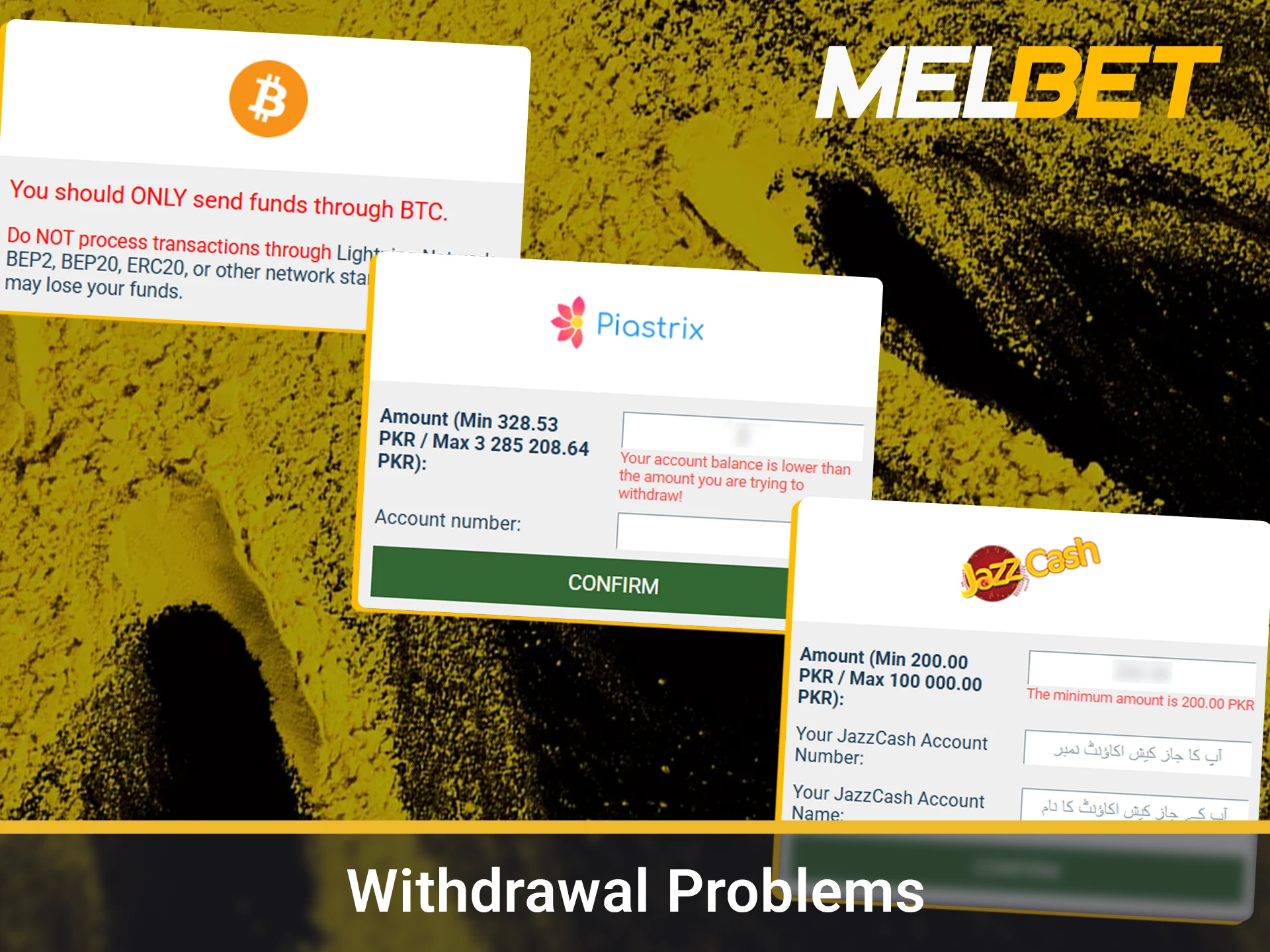 Find help for common payout issues on the Melbet website.